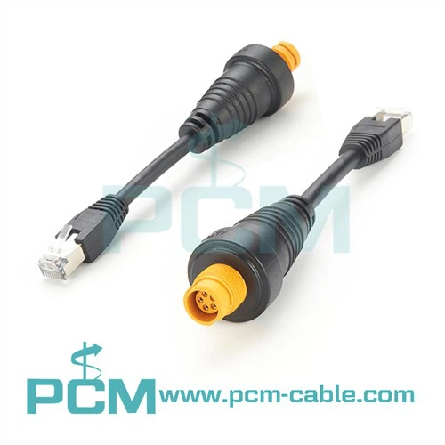 Adapter Ethernet RJ45 męski na żółte 5-pinowe złącze żeńskie