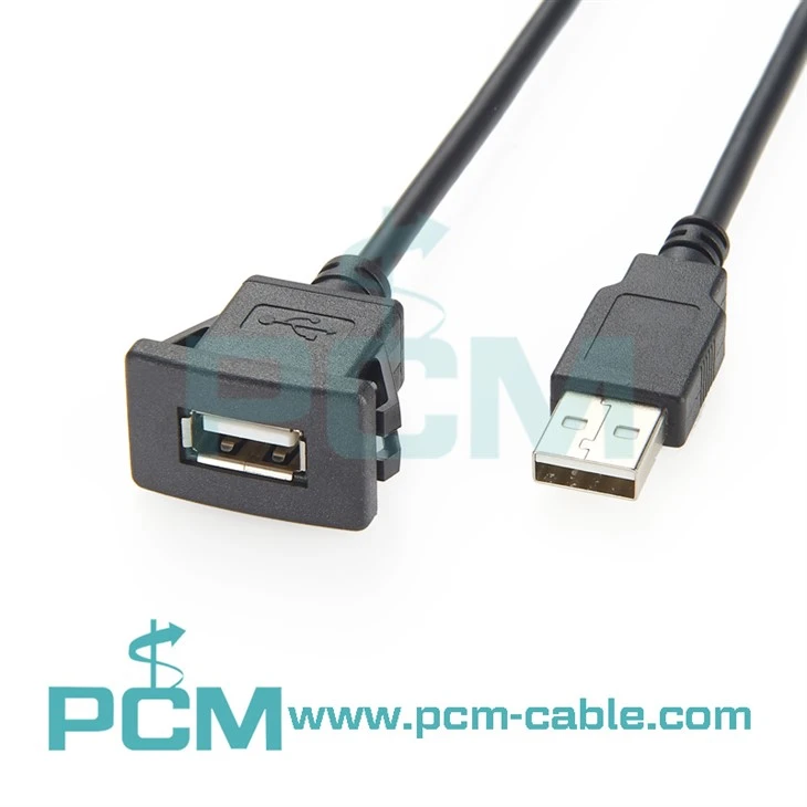 Snap-In Panel Mount Cable - USB A Extension Cable