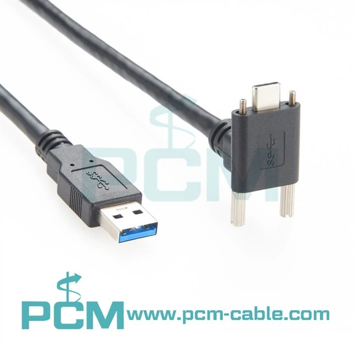 Secure USB-A 3.0 to USB-C Panel Mount Cable for ZED 2i Camera