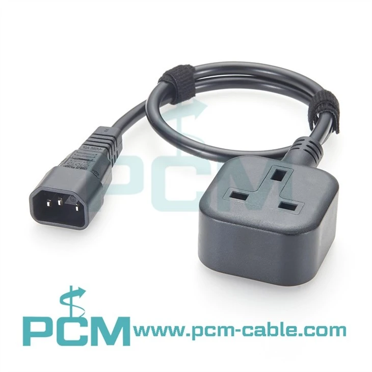 IEC C14 to UK BS1363 Female UPS Power Adapter Cable