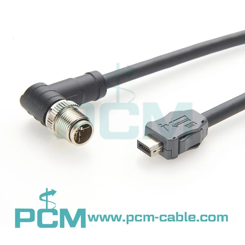 90 Degree Right Angle M12 X-Code to HRS IX Cat6A Cable 10Gbps Industrial Ethernet Cable PoE Supported for Servo Drives Machine Vision 90 Degree Right Angle M12 X-Code to HRS IX Cat6A Cable 10Gbps Industrial Ethernet Cable PoE Supported for Servo Drives Machine Vision