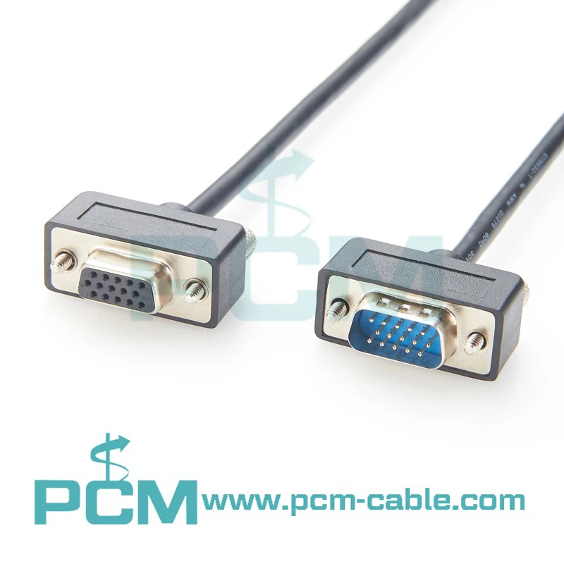 Ultra Slim VGA SVGA Cable Low-Profile HD15 Female-to-Male with Swappable Mount Screws Ultra Slim VGA SVGA Cable Low-Profile HD15 Female-to-Male with Swappable Mount Screws