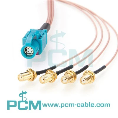 Automotive RF Cable Montain HSD Female to 4 SMA Female Compleatory