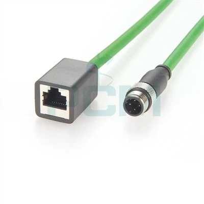 Kabel krosowy PROFINET M12 do RJ45 Kod D Wtyczka M12 do żeńskiego RJ45