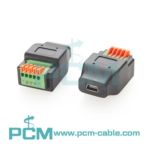Gniazdo USB Mini B żeńskie do 5-pinowej listwy zaciskowej