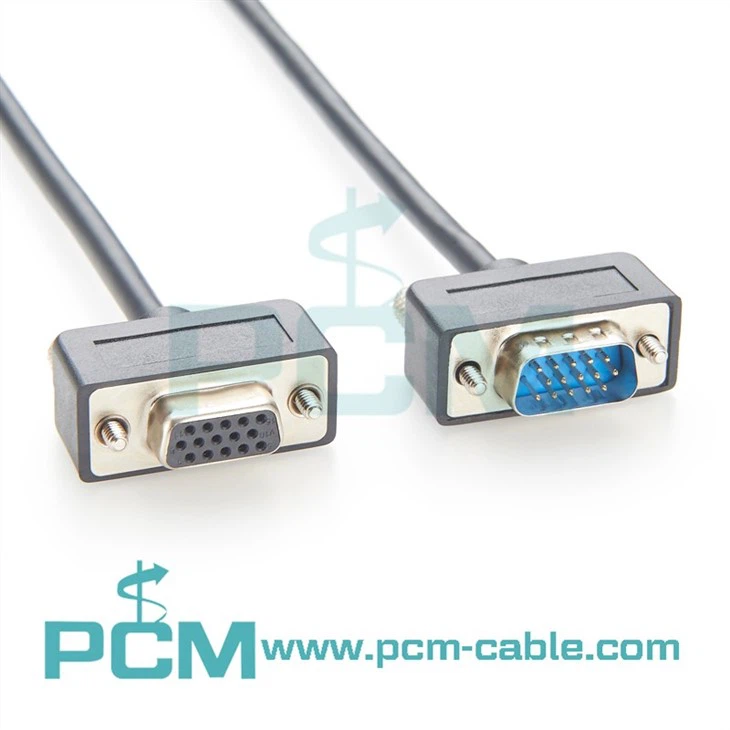 PCM-S-0689 Ultra Slim VGA Female-to-Male Cable Flexible Mounting Options